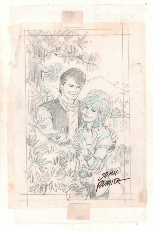 Romance Cover Pencil Layout - B - Signed art by John Romita Sr., raw, ungraded comic book — front cover