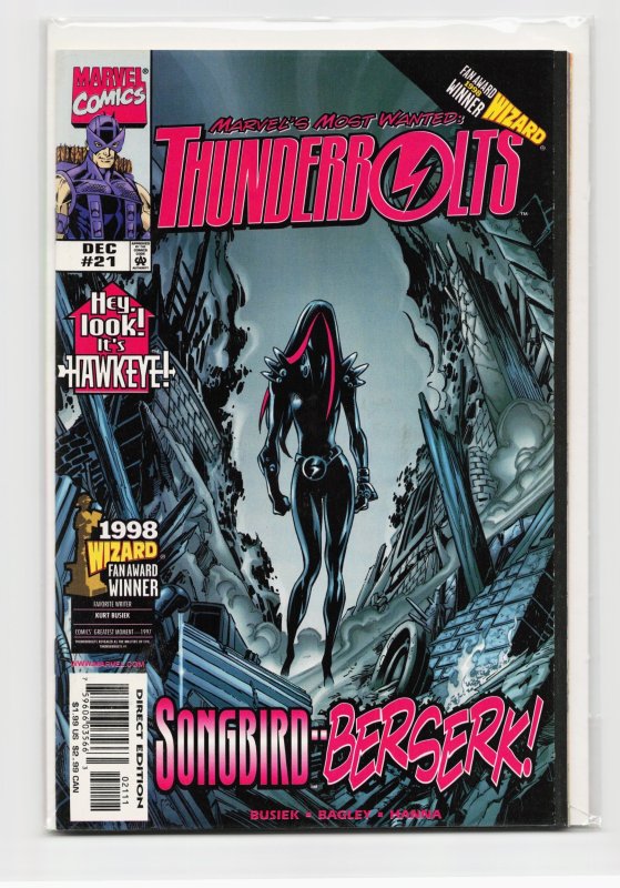 Thunderbolts #21 (Marvel Comics, 1998), raw, ungraded comic book — front cover