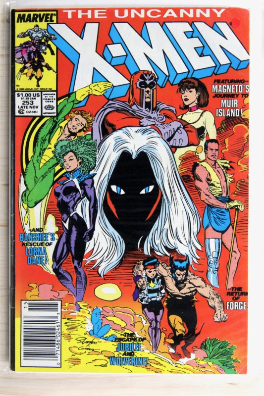 The Uncanny X-Men #253 (Marvel Comics, 1989), raw comic book in VF- 7.5 condition — front cover