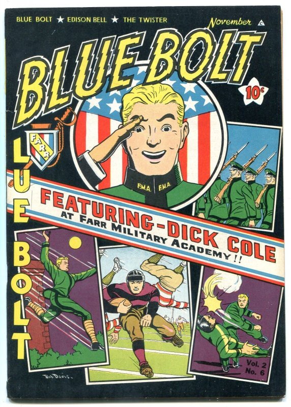 Blue Bolt Vol. 2 #6, raw comic book in VF- condition — front cover