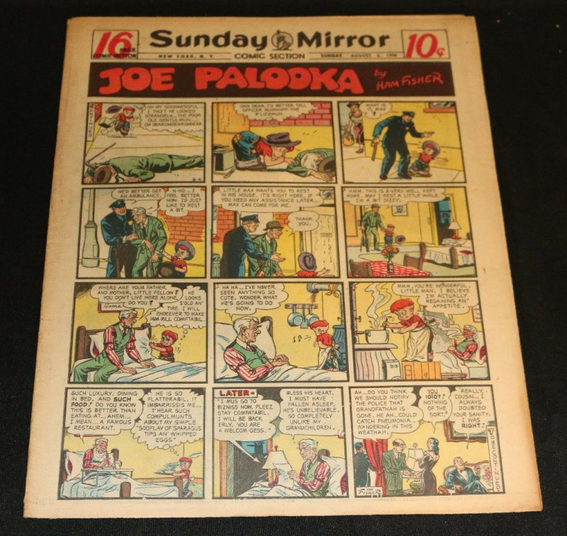 1950 Sunday Mirror Weekly Comic Section August 6th (VF) Superman Action (1950), raw comic book in VF condition — front cover