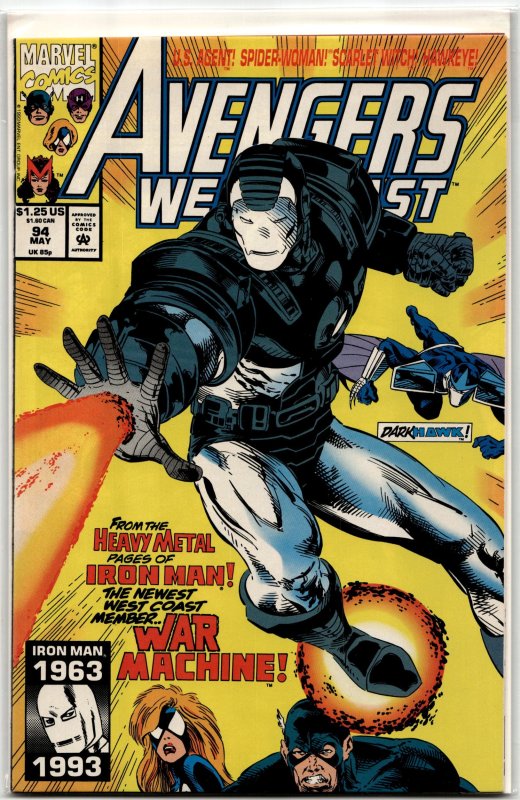 Avengers West Coast #94 (Marvel Comics, 1993), raw, ungraded comic book — front cover
