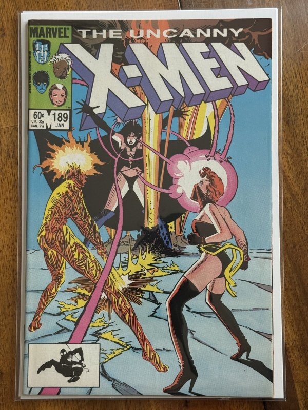 The Uncanny X-Men #189 (Marvel Comics, 1985), raw comic book in VF 8.0 condition — front cover