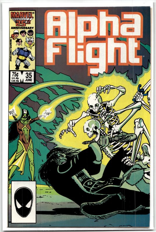 Alpha Flight #35 (Marvel Comics, 1986), raw, ungraded comic book — front cover