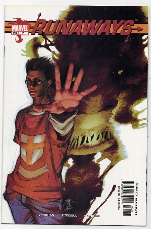 Runaways #2 (Marvel Comics, 2003), raw comic book in NM 9.4 condition — front cover