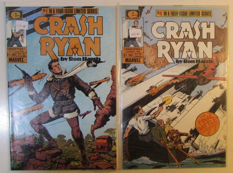 1984 Crash Ryan Lot of 2 #1, 4 Epic Comics 1st Print Comic Books (1984), raw, ungraded comic book — front cover