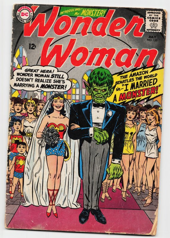 Wonder Woman #155 (DC Comics, 1965), raw, ungraded comic book — front cover