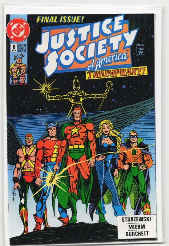 Justice Society of America #8 (DC Comics, 1991), raw, ungraded comic book — front cover