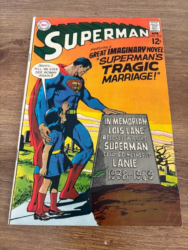 Superman #215 (DC Comics, 1939), raw comic book in FN/VF condition — front cover