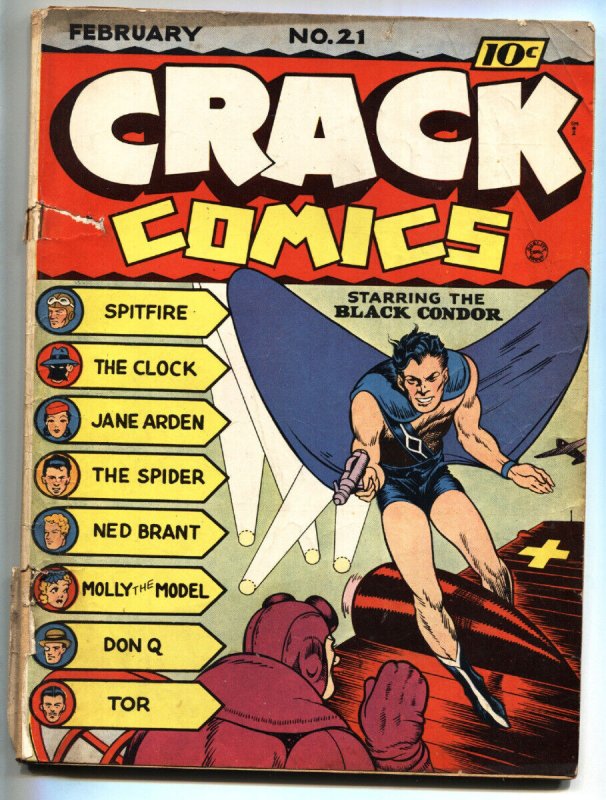 Crack Comics #21 (1942), raw, ungraded comic book — front cover