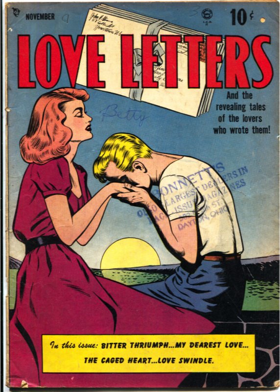 Love Letters #1 (1949), raw, ungraded comic book — front cover