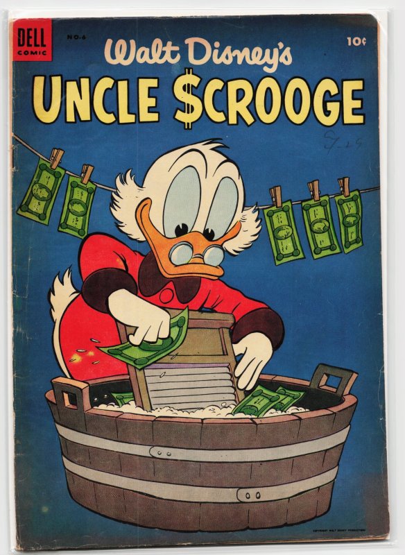 Uncle Scrooge #6 (Dell Comics, 1954), raw, ungraded comic book — front cover