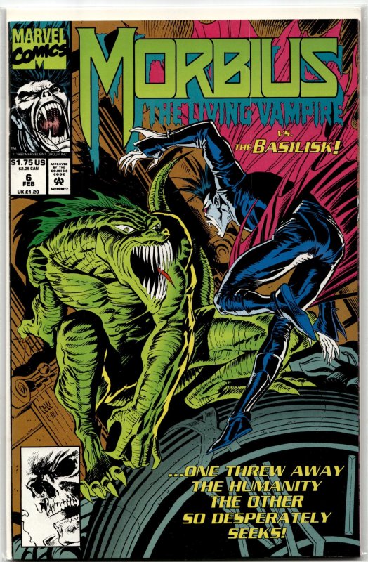 Morbius: The Living Vampire #6 (Marvel Comics, 1993), raw, ungraded comic book — front cover