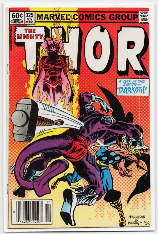 Thor #325 (Marvel Comics, 1982), raw, ungraded comic book — front cover