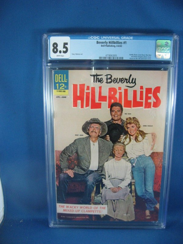 The Beverly Hillbillies #1 (Gold Key Comics, 1963), CGC 8.5 graded comic book, Universal Blue label — front cover in its holder