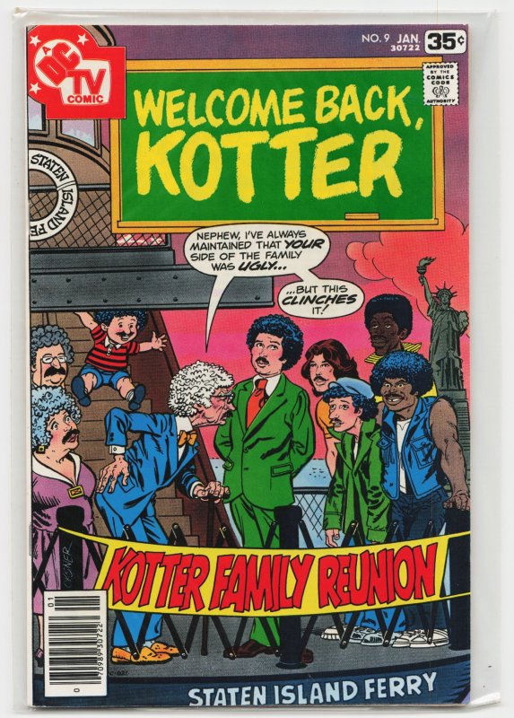 Welcome Back, Kotter #9 (DC Comics, 1978), raw, ungraded comic book — front cover