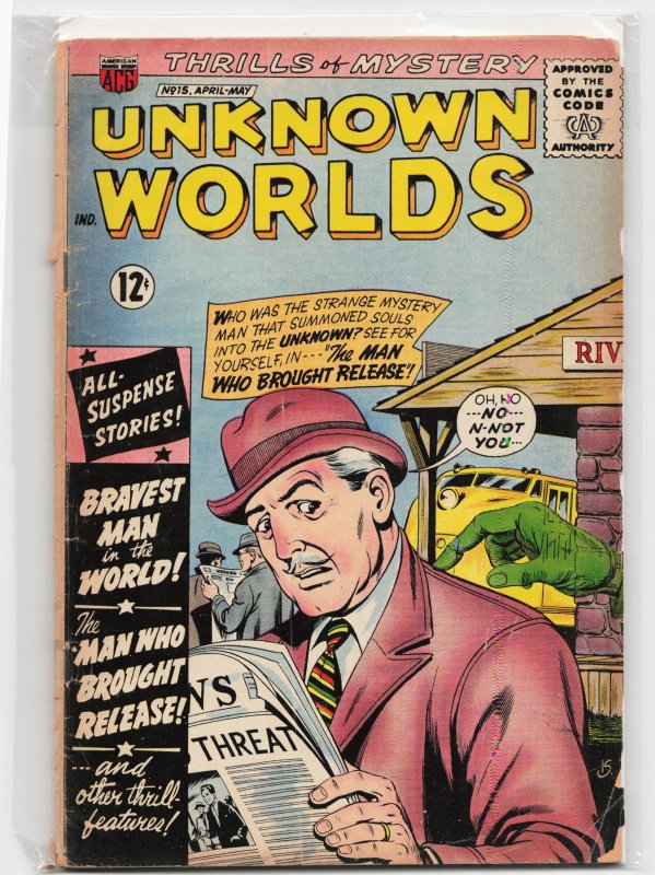 Unknown Worlds #15 (American Comics Group, 1962), raw, ungraded comic book — front cover