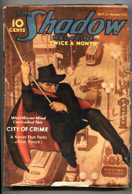 The Shadow Pulp October #1 (Street & Smith, 1936), raw comic book in VG condition — front cover