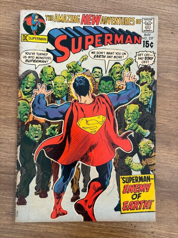 Superman #237 (DC Comics, 1971), raw comic book in VG condition — front cover