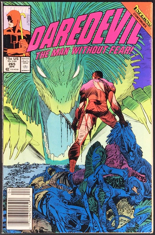 Daredevil #265 (Marvel Comics, 1989), raw comic book in VF+ condition — front cover