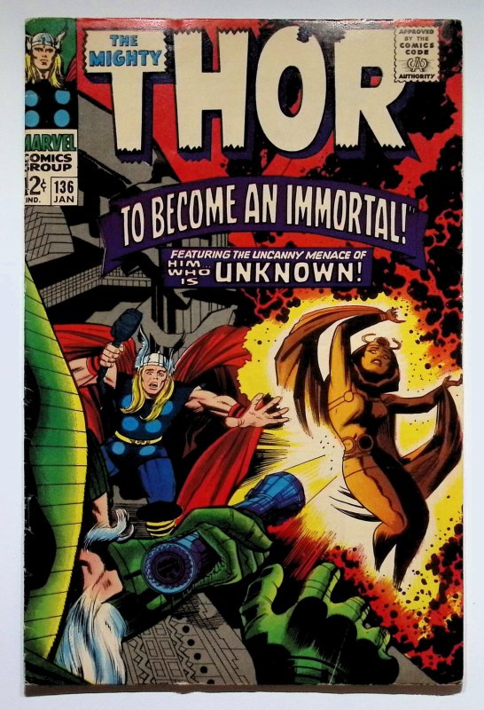Thor #136 (Marvel Comics, 1967), raw, ungraded comic book — front cover