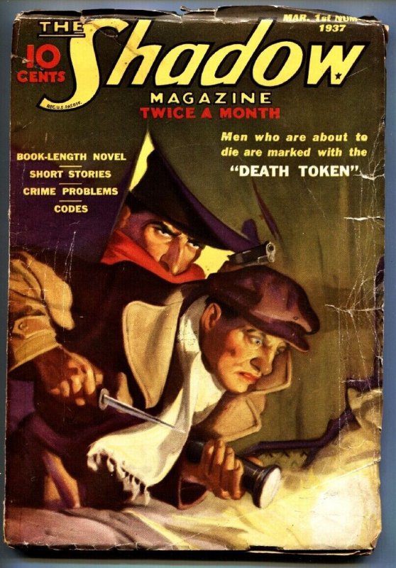 Pulp: Shadow 1937 March 1 -Hook McGuire- Street AND Smith-Rare Pulp VG (1937), raw, ungraded comic book — front cover