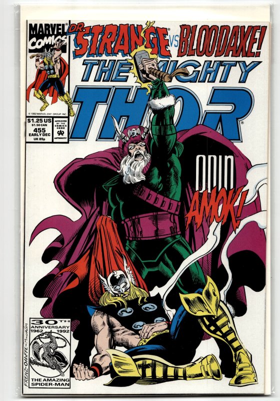 The Mighty Thor #455 (Marvel Comics, 1992), raw, ungraded comic book — front cover