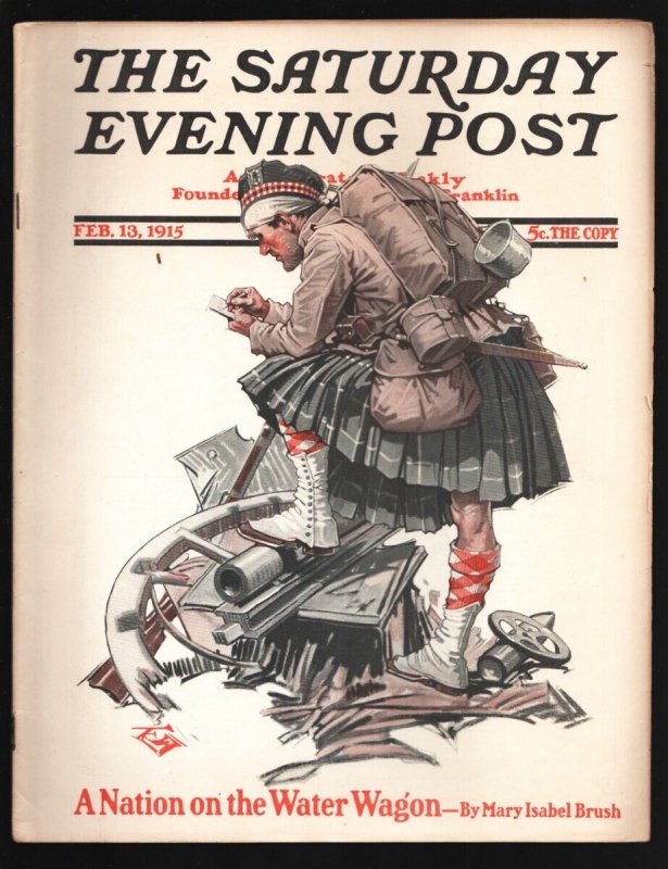 MAG: Saturday Evening Post 2/13/1915- Walter H Everett Cover- Ruggles Red Gap, raw, ungraded comic book — front cover