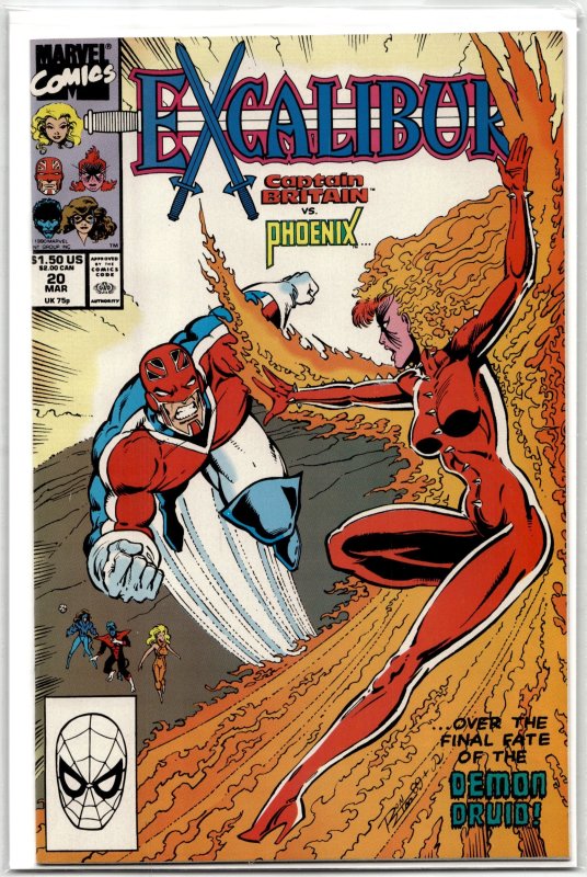Excalibur #20 (Marvel Comics, 1990), raw, ungraded comic book — front cover