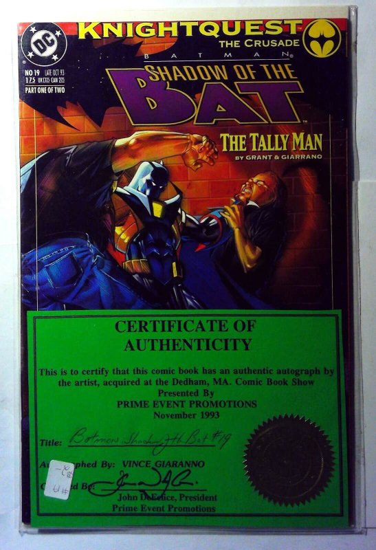 Batman Shadow Bat #19 (DC Comics, 1993), raw, ungraded comic book — front cover