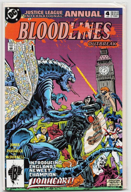 Justice League International Annual #4 (DC Comics, 1993), raw, ungraded comic book — front cover
