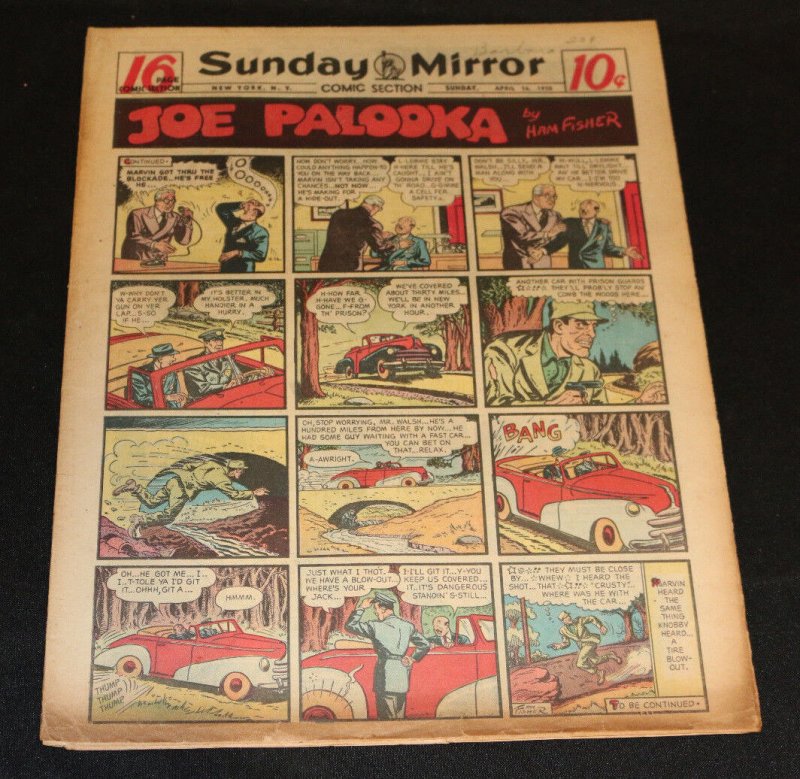 1950 Sunday Mirror Weekly Comic Section April 16th (VG+) Superman Action (1950), raw comic book in VG+ condition — front cover