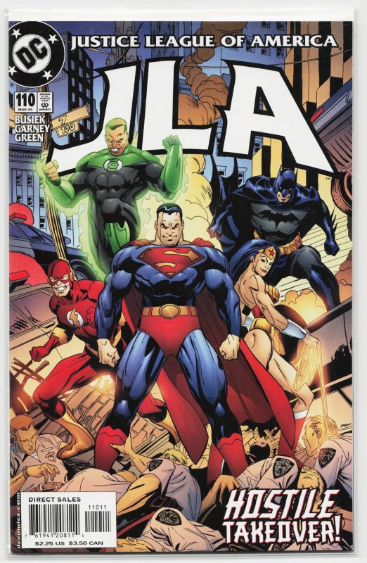 JLA #110 (DC Comics, 2005), raw, ungraded comic book — front cover
