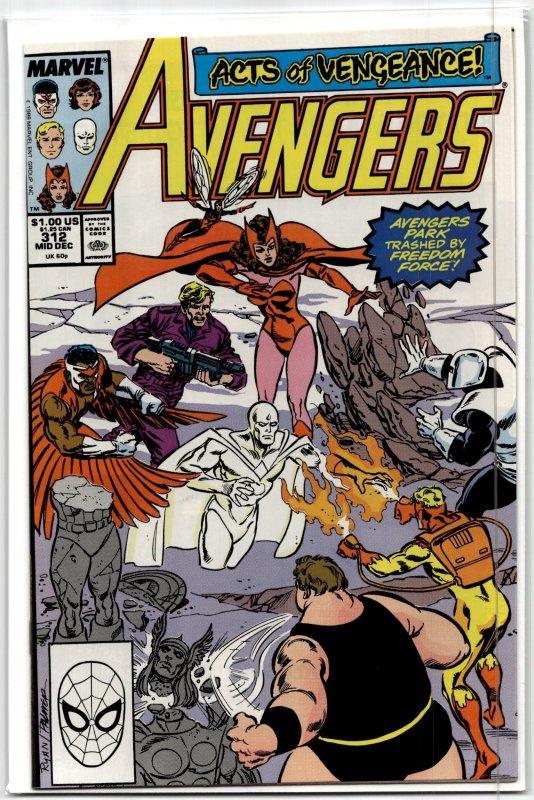The Avengers #312 (Marvel Comics, 1989), raw, ungraded comic book — front cover