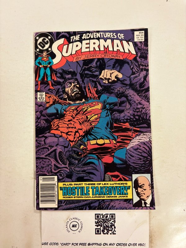 The Adventures of Superman #454 (DC Comics, 1989), raw comic book in NM condition — front cover