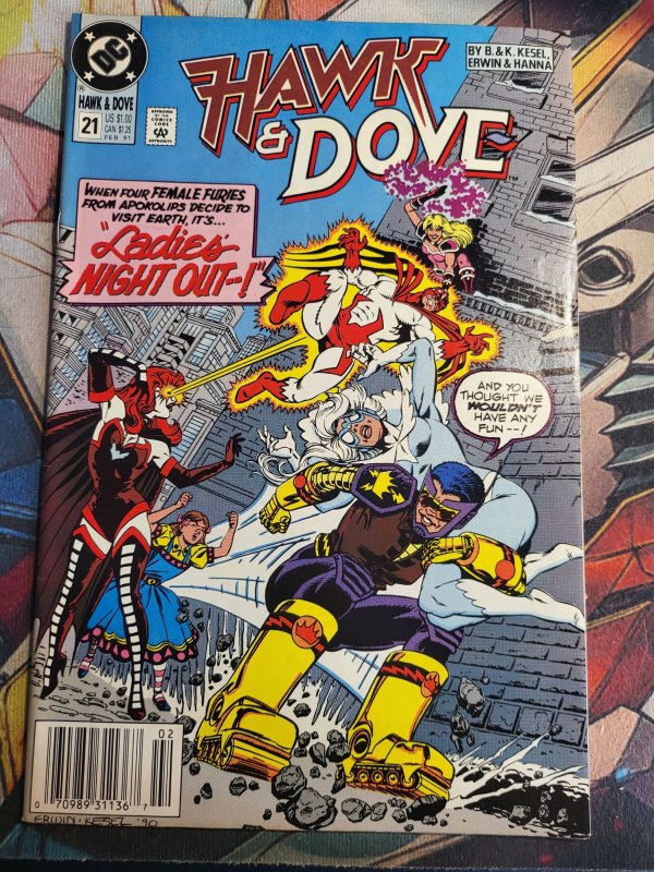 Hawk and Dove #21 (1991), raw, ungraded comic book — front cover