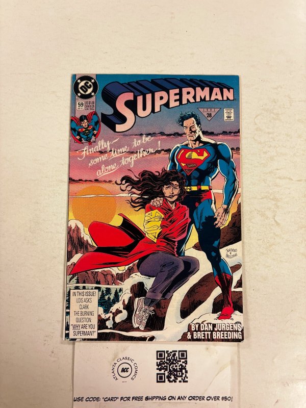 Superman #59 (DC Comics), raw comic book in NM condition — front cover