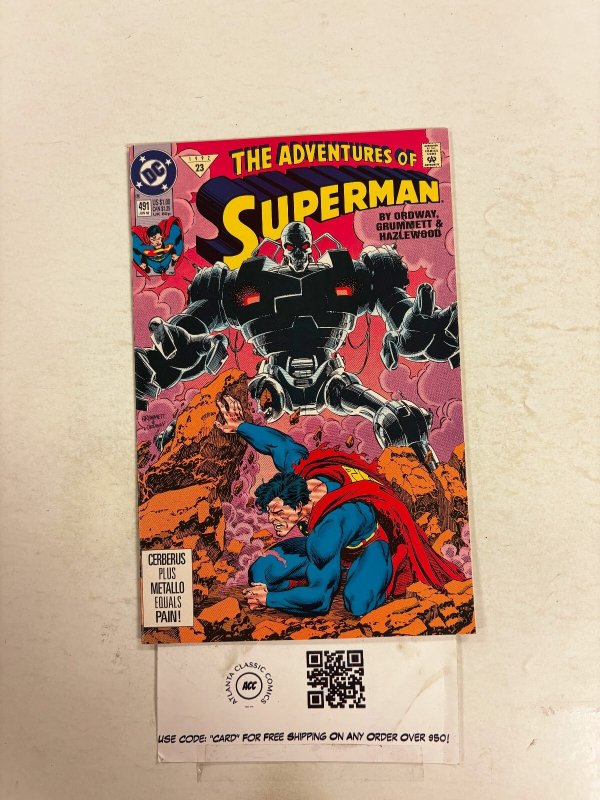 Adventures of Superman #491 (DC Comics), raw comic book in NM condition — front cover