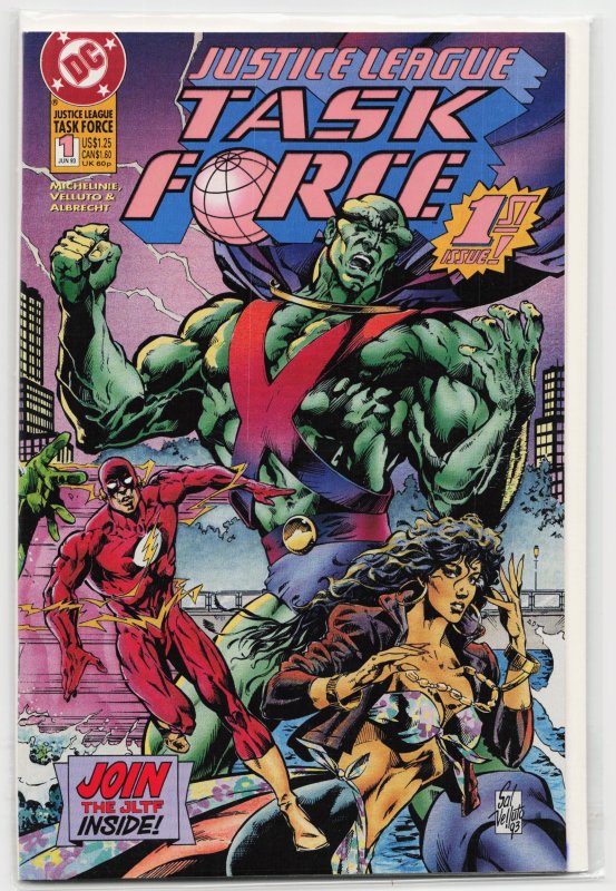 Justice League Task Force #1 (DC Comics, 1993), raw, ungraded comic book — front cover