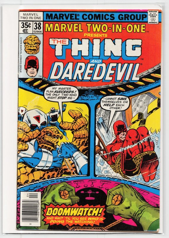 Marvel Two-in-One #38 (Marvel Comics, 1978), raw, ungraded comic book — front cover