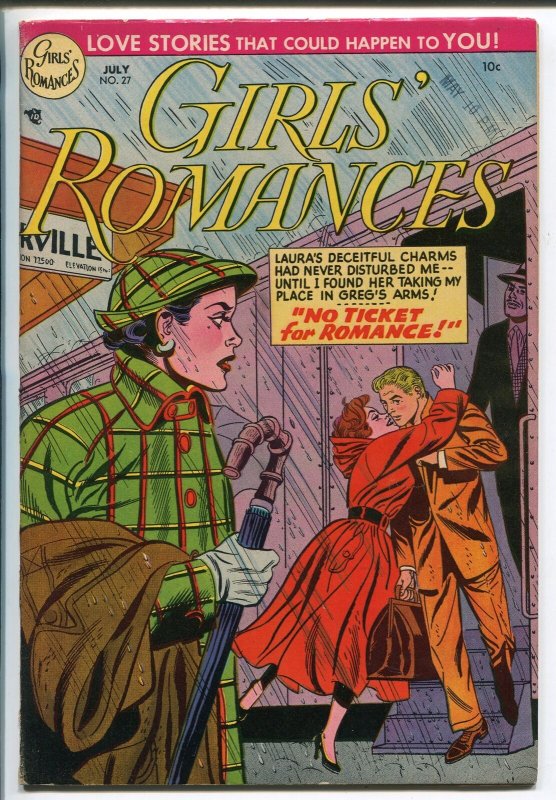 Girls' Romances #27 (DC Comics, 1954), raw comic book in VF condition — front cover
