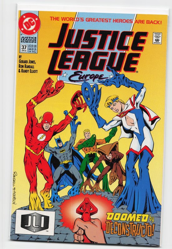 Justice League Europe #37 (1992), raw, ungraded comic book — front cover