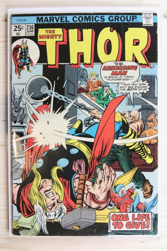 Thor #236 (Marvel Comics, 1975), raw comic book in VF- 7.5 condition — front cover