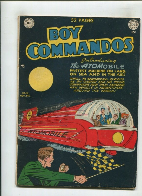 Boy Commandos #36 (1949), raw comic book in 5.0 condition — front cover