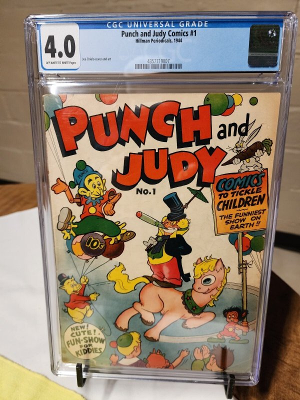 Punch and Judy #1 (1944), CGC 4.0 graded comic book, Universal Blue label — front cover in its holder
