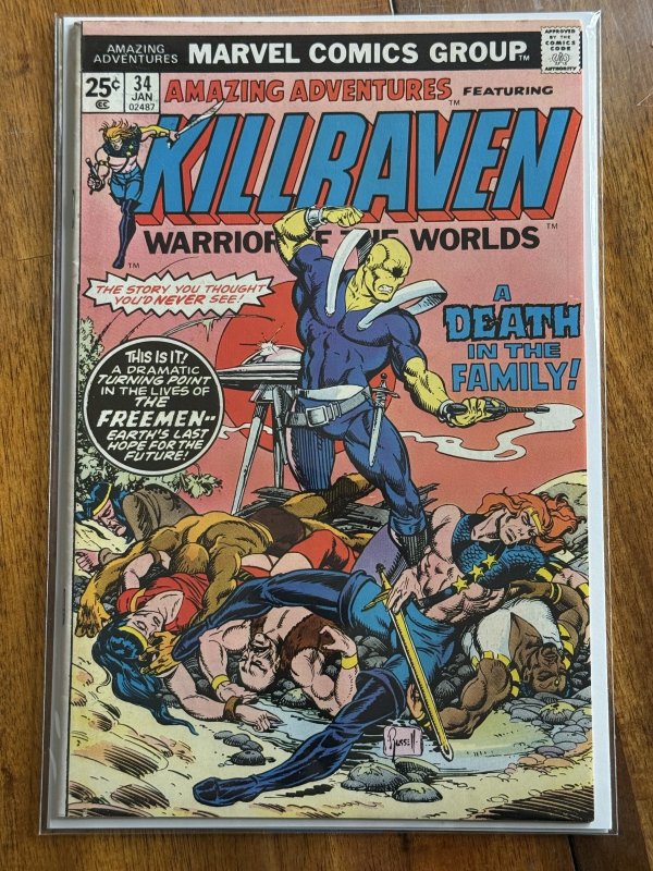 Amazing Adventures #34 (Marvel Comics, 1976), raw comic book in FN/VF 7.0 condition — front cover