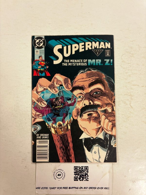 Superman #51 (DC Comics), raw comic book in NM condition — front cover