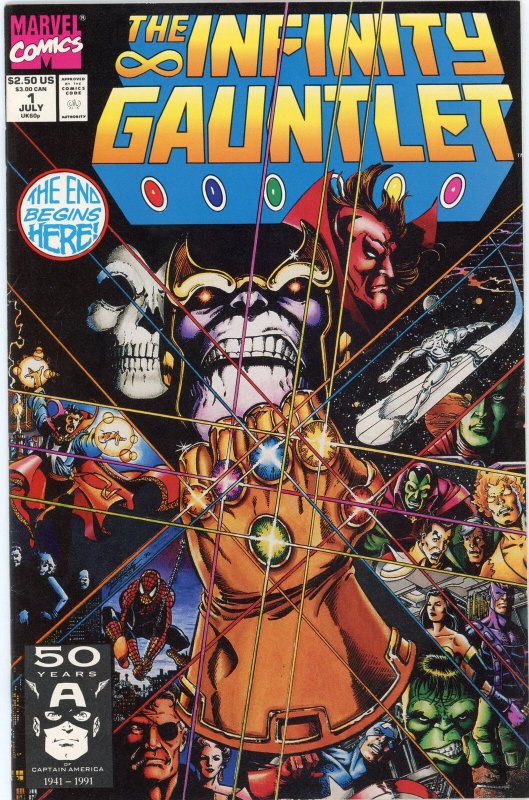 The Infinity Gauntlet, Crusade, War Full Series – Marvel (1991) Complete (Marvel Comics, 1991), raw, ungraded comic book — front cover