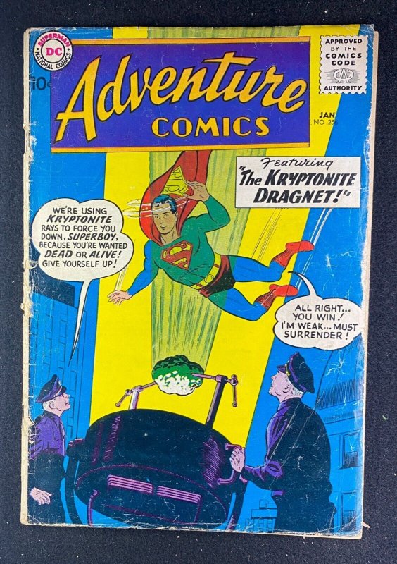 Adventure Comics #256 (DC Comics, 1938), raw comic book in GD+ 2.5 condition — front cover