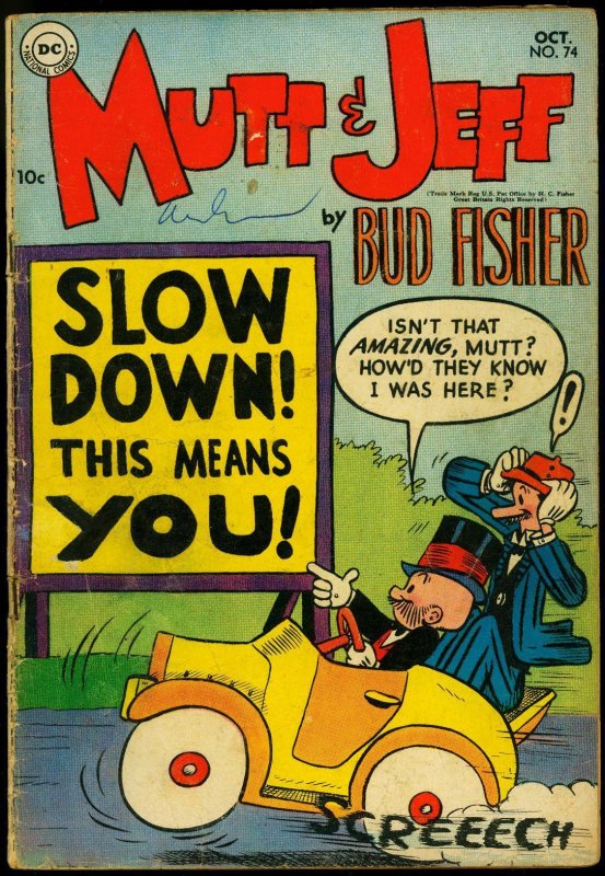 Mutt & Jeff #74 (DC Comics, 1954), raw, ungraded comic book — front cover